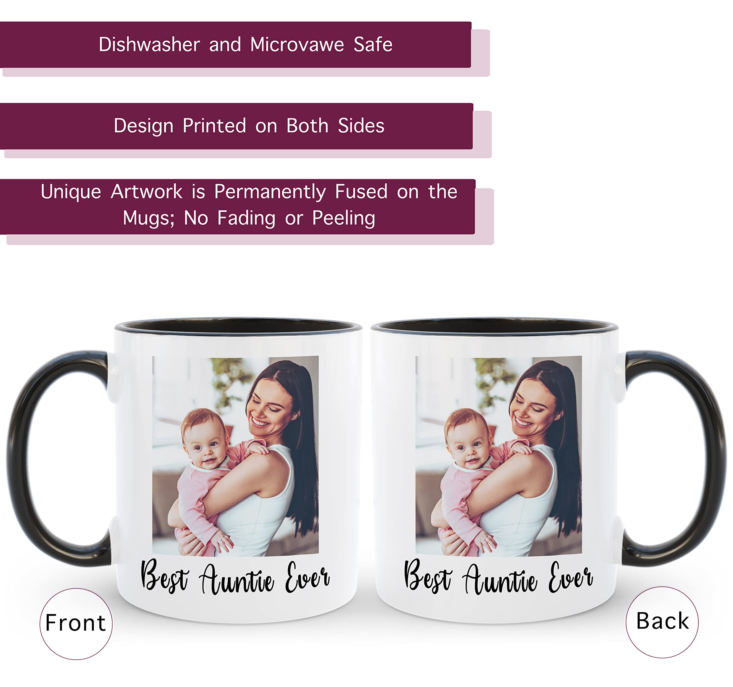 HomeBee Personalized Coffee Mug | Custom Photo Text or Logo Ceramic Mug | Customized 11 Oz Tea Cup – Unique Gift for Men & Women | Taza Personalizadas Design with Picture and Words | White – Black