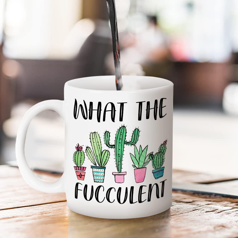 Fatbaby What the Fucculent Cactus Succulent Plant Gardening Gifts for women, Funny Novelty Coffee Mug for Plant Lady, Gifts for Plant Lover