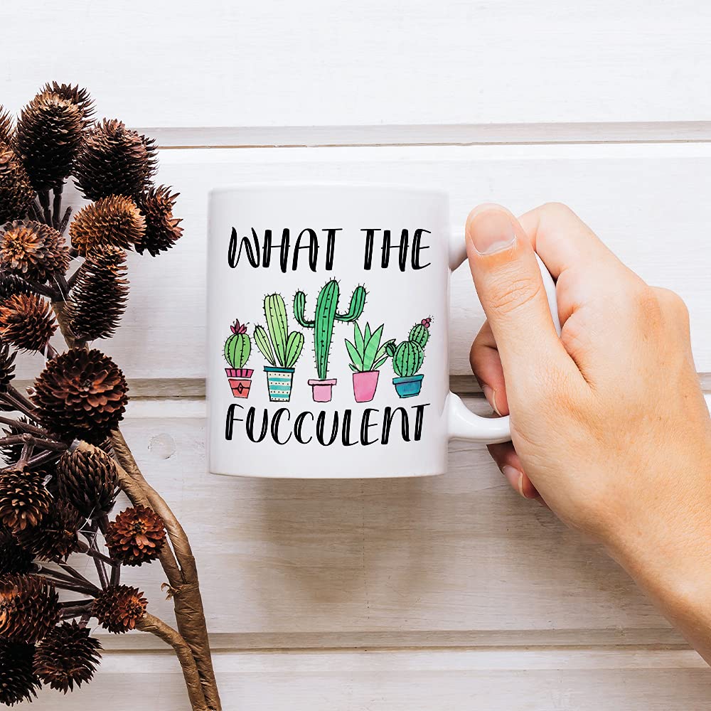 Fatbaby What the Fucculent Cactus Succulent Plant Gardening Gifts for women, Funny Novelty Coffee Mug for Plant Lady, Gifts for Plant Lover