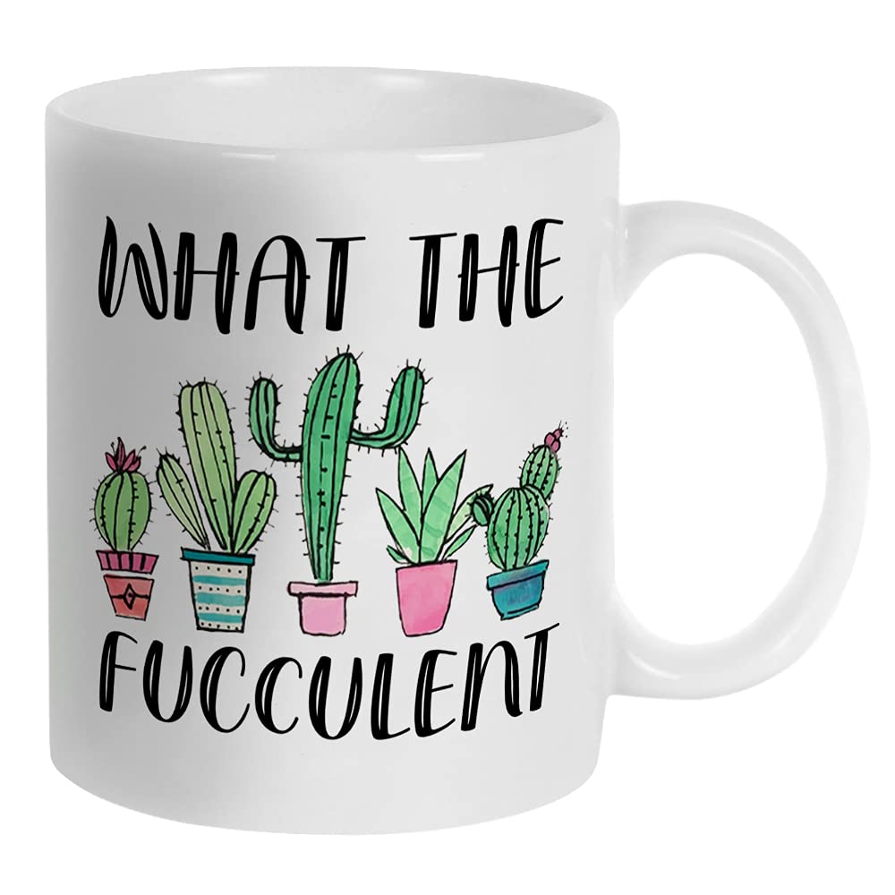 Fatbaby What the Fucculent Cactus Succulent Plant Gardening Gifts for women, Funny Novelty Coffee Mug for Plant Lady, Gifts for Plant Lover