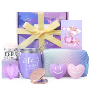 panspace happy birthday gifts for women, unique gifts for her best friend mom sister wife, spa gift basket boxes for women with wine tumbler, pampering gifts birthday gift ideas for women