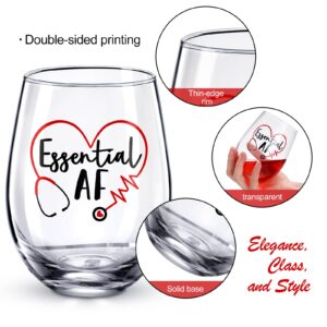 2 Pieces Nurse Need Too and Stemless Glass, Essential Glass Gift Set Glass Gift Present for Women Male Nursing School Student Graduation Birthday Party Nurses Day