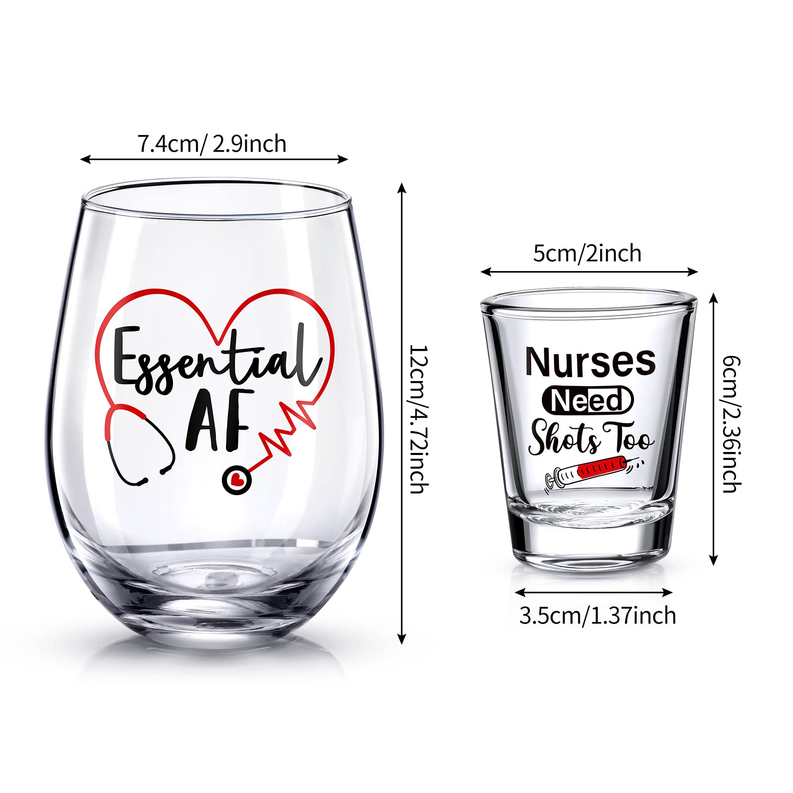 2 Pieces Nurse Need Too and Stemless Glass, Essential Glass Gift Set Glass Gift Present for Women Male Nursing School Student Graduation Birthday Party Nurses Day