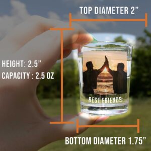 2pk Personalized Printed Photo 2.5oz Shot Glasses, Gifts for Dads and Moms, custom image or pictures – anniversaries, party favors, bachelor or bachelorette party, 21st birthday shot glass