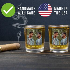 2pk Personalized Printed Photo 2.5oz Shot Glasses, Gifts for Dads and Moms, custom image or pictures – anniversaries, party favors, bachelor or bachelorette party, 21st birthday shot glass