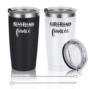 engagement gifts for couples, boyfriend and girlfriend travel tumbler set, engaged anniversary ideas for couples fiance fiancee her him women friend, 20oz stainless steel insulated tumbler with lid