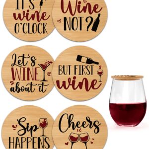 Xylolfsty Funny Wine Glass Covers to Keep Bugs Out Wood Drinking Glass Lids Appetizer Glass Toppers Outdoor Drink Covers for Coffee Mugs, and Water Glasses Bamboo Wine Accessories Housewarming Gift