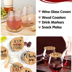 Xylolfsty Funny Wine Glass Covers to Keep Bugs Out Wood Drinking Glass Lids Appetizer Glass Toppers Outdoor Drink Covers for Coffee Mugs, and Water Glasses Bamboo Wine Accessories Housewarming Gift