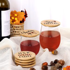 Xylolfsty Funny Wine Glass Covers to Keep Bugs Out Wood Drinking Glass Lids Appetizer Glass Toppers Outdoor Drink Covers for Coffee Mugs, and Water Glasses Bamboo Wine Accessories Housewarming Gift