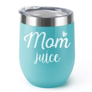 supkiir mom juice, 12 oz wine tumbler, double wall vacuum insulated wine glasses with lid, stainless steel cup for wine,coffee,cocktails|perfect mother's day, christmas