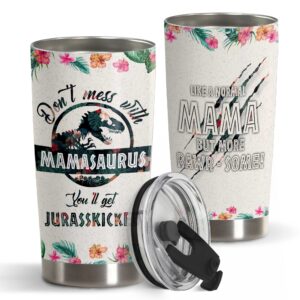 pavo mamasaurus tumbler - unique birthday & christmas gifts for women, mom gifts from daughter, son, husband - funny mom tumbler 20 oz stainless steel