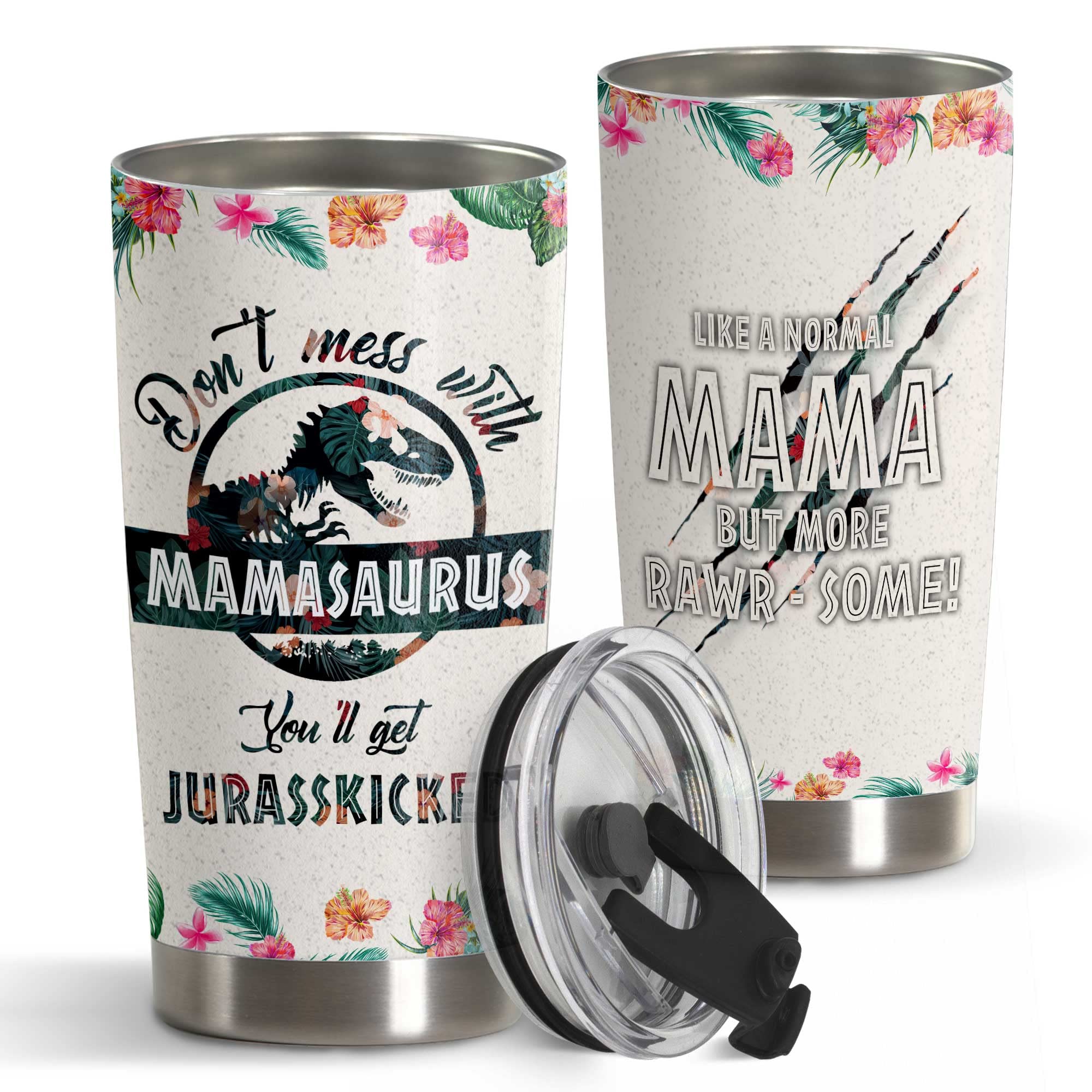 Pavo Mamasaurus Tumbler - Unique Birthday & Christmas Gifts For Women, Mom Gifts from Daughter, Son, Husband - Funny Mom Tumbler 20 Oz Stainless Steel