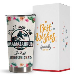 Pavo Mamasaurus Tumbler - Unique Birthday & Christmas Gifts For Women, Mom Gifts from Daughter, Son, Husband - Funny Mom Tumbler 20 Oz Stainless Steel