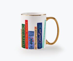 rifle paper co. book club mug, for everyday use and gatherings with unique designs, for friends and family anytime of the year, coffee tea enthusiasts and more