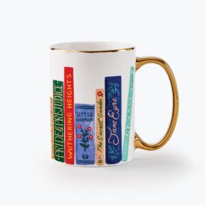 RIFLE PAPER CO. Book Club Mug, for Everyday Use and Gatherings with Unique Designs, for Friends and Family Anytime of the Year, Coffee Tea Enthusiasts and more