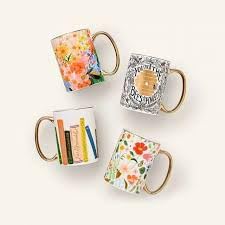 RIFLE PAPER CO. Book Club Mug, for Everyday Use and Gatherings with Unique Designs, for Friends and Family Anytime of the Year, Coffee Tea Enthusiasts and more