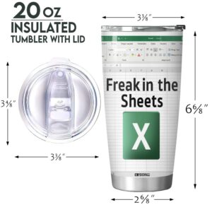 Kydopal Freak In The Sheets Excel Mug, Freak in the Sheets Spreadsheet, Accounting Gift for Boss NA CPA,CFO, Coworkers, Men, Women,Accounting Graduation Gifts Excel Tumbler 20oz with Straw