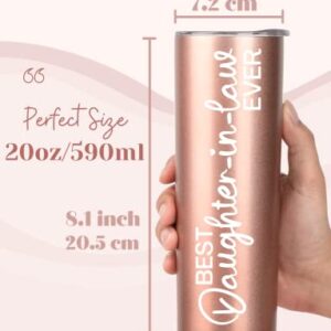 Onebttl Daughter in Law Gifts, Gifts for Daughter-in-Law on Christmas, Mother's Day, 20oz Stainless Steel Skinny Tumbler with Lid Straw - Best Daughter-in-law Ever