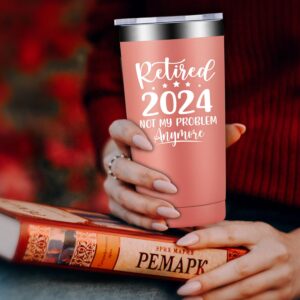 Fufandi Retired 2024 Not My Problem Anymore - Retirement Gifts for Women 2024 - Funny 2024 Retirement Gifts for Women, Coworkers, Teacher, Nurse, Doctor, Mom - Retirement Tumbler