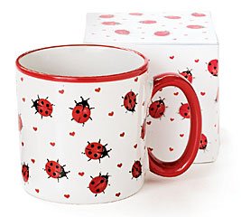ladybug collection, adorable ladybug coffee mug inexpensive gift item, 13fl oz
