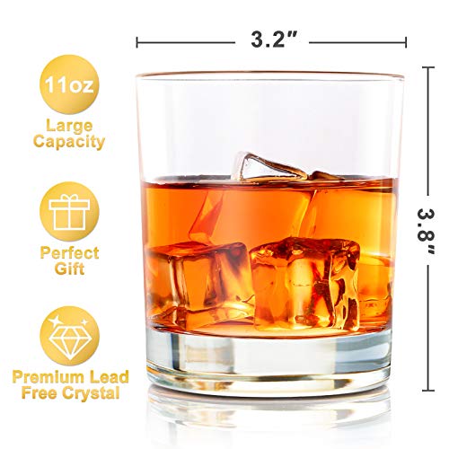 COPLIB Whiskey Glasses Set of 4-11 OZ Old Fashioned Glasses/Premium Crystal Glasses, Perfect for Whiskey Lovers, Rocks Glasses for Scotch, Bourbon, Liquor, Rum, and Cocktail Drinks - Twist