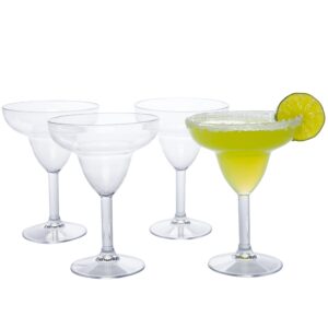 d'eco unbreakable 12 oz margarita glasses (set of 4) - reusable shatterproof tequila & spicy margarita glassware - perfect for hosting & entertaining parties- mixed drink & frozen cocktail glasses set