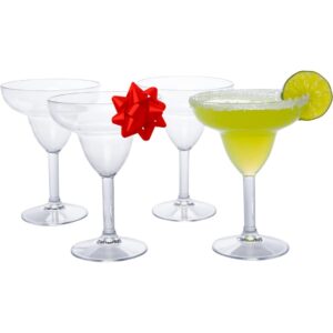 D'Eco Unbreakable 12 oz Margarita Glasses (Set of 4) - Reusable Shatterproof Tequila & Spicy Margarita Glassware - Perfect for Hosting & Entertaining Parties- Mixed Drink & Frozen Cocktail Glasses Set