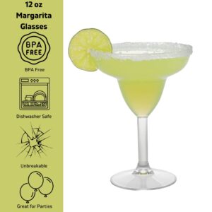 D'Eco Unbreakable 12 oz Margarita Glasses (Set of 4) - Reusable Shatterproof Tequila & Spicy Margarita Glassware - Perfect for Hosting & Entertaining Parties- Mixed Drink & Frozen Cocktail Glasses Set