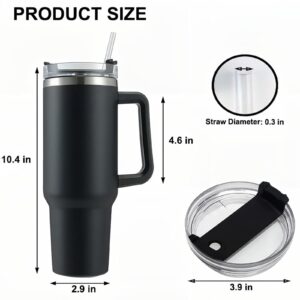 Big Eyes Fish 40 oz Tumbler with Handle and Straw Lid, Stainless Steel Insulated Travel Mug, Cup Dupes for Car