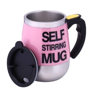 iampdd self stirring mug auto self mixing stainless steel cup for coffee/tea/hot chocolate/milk mug for office/kitchen/travel/home -450ml/15oz the best gift（pink）