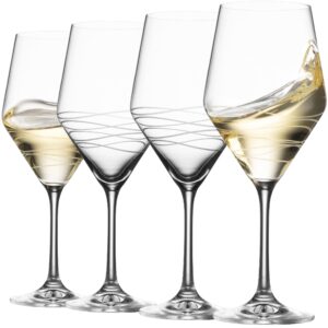 white wine glasses set of 4 | chic long stem 16 ounce wine glass set made from crystal clear glass | great wine gift for wedding, anniversary, christmas, birthday | made in europe