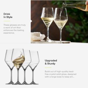 White Wine Glasses Set Of 4 | Chic Long Stem 16 Ounce Wine Glass Set Made From Crystal Clear Glass | Great Wine Gift For Wedding, Anniversary, Christmas, Birthday | Made In Europe