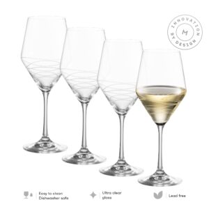 White Wine Glasses Set Of 4 | Chic Long Stem 16 Ounce Wine Glass Set Made From Crystal Clear Glass | Great Wine Gift For Wedding, Anniversary, Christmas, Birthday | Made In Europe