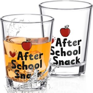 CHENGU 2 Pieces Teacher Appreciation Gifts 2 oz Teacher Small Shot Glass Funny Wine Glass Gift for Preschool Elementary High School Teacher Professor Supplies