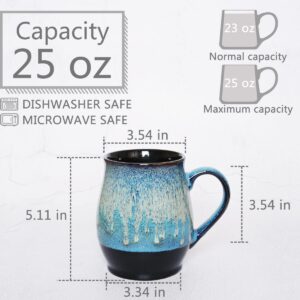 Bosmarlin Extra Large Ceramic Coffee Mug, 25 Oz, Dishwasher and Microwave Safe, Big Oversized Tea Cup for Office and Home, (Blue, 1) (25 Oz, Blue)