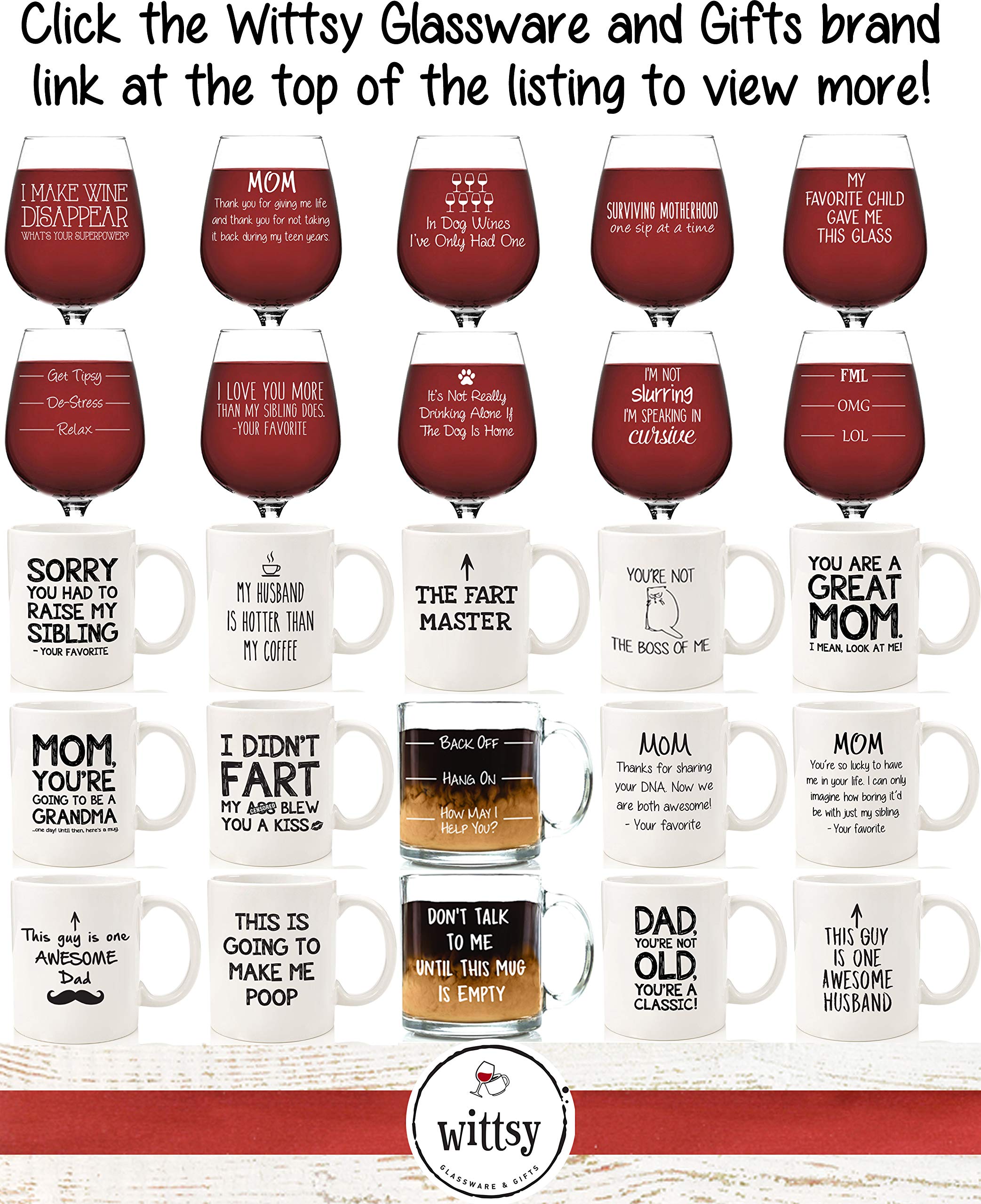 I Love You More, Your Favorite Child Funny Wine Glass - Best Mom & Dad Gifts - Gag Birthday Gifts for Mom, Women, Men from Daughter, Son - Birthday Present Ideas for Parents - Fun Novelty Gift