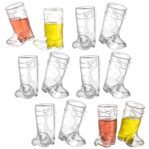 plastic mini cowboy boot shot glasses 1 oz reusable cowboy boot cups western plastic beer mugs for cowboy cowgirl party decorations bachelorette party supplies birthday wedding decorations (12 pcs)