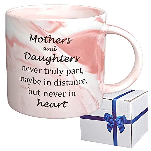 UniLiGis Coffee Mugs gifts for Mom, Birthday Gift for Mom, Mother's Day, Mother in Law, Mothers and Daughters never truly part maybe in distance but never in heart, 11oz