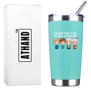 Thank You for Being A Friend Mug Gifts - Gifts for Friend , Friendship Birthday Mothers Day Gifts for Women Buddies Besties Sister Female-Golden Girls Coffee Tumbler Cups with Lid Straw 20 OZ (Mint)