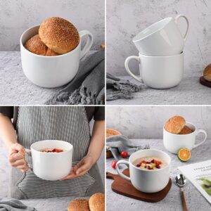 CAILIDE 50oz large Ceramic Soup Mug with Handles for Coffee, Tea, Ice Cream, Cereal, (white)