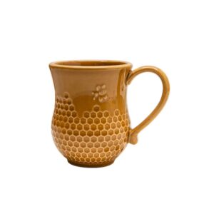 bee&honeycomb design ceramic coffee mug tea cup-brown
