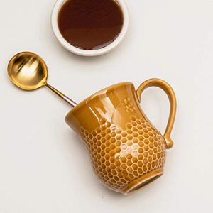 Bee&Honeycomb Design Ceramic Coffee Mug Tea Cup-Brown