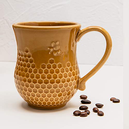 Bee&Honeycomb Design Ceramic Coffee Mug Tea Cup-Brown