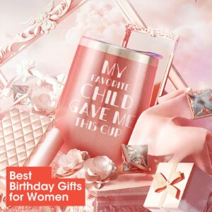 JETIKON Christmas Birthday Gifts for Mom Women My Favorite Child Gave Me This Wine Tumbler Necklace Sock Basket Best Grandma Gifts from Daughter Son Mother’s Day Gifts Boxes 12 Pack