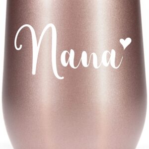 VIOLET & GALE Nana Gifts for Grandma - 12oz Wine Glass Tumbler Cup - Lovely Grandma Gift for Best Nana Ever, Beautiful Insulated Coffee Mug