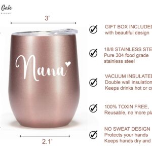 VIOLET & GALE Nana Gifts for Grandma - 12oz Wine Glass Tumbler Cup - Lovely Grandma Gift for Best Nana Ever, Beautiful Insulated Coffee Mug