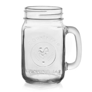 Libbey County Fair Glass Drinking Jars, 16.5-ounce, Set of 12