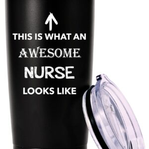 This Is What An Awesome Nurse Looks Like Mug.Nurses Week,Nurse Practitioner,Nurse Appreciation,Nursing School Graduation Gifts.Birthday,Christmas Gifts for Nurse Tumbler(20oz Black)