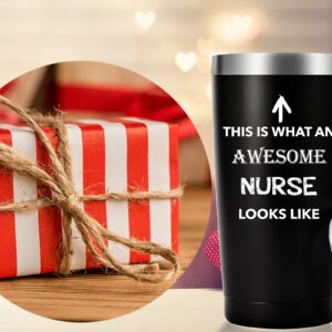 This Is What An Awesome Nurse Looks Like Mug.Nurses Week,Nurse Practitioner,Nurse Appreciation,Nursing School Graduation Gifts.Birthday,Christmas Gifts for Nurse Tumbler(20oz Black)