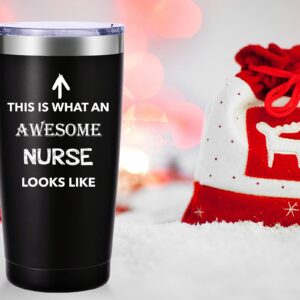 This Is What An Awesome Nurse Looks Like Mug.Nurses Week,Nurse Practitioner,Nurse Appreciation,Nursing School Graduation Gifts.Birthday,Christmas Gifts for Nurse Tumbler(20oz Black)